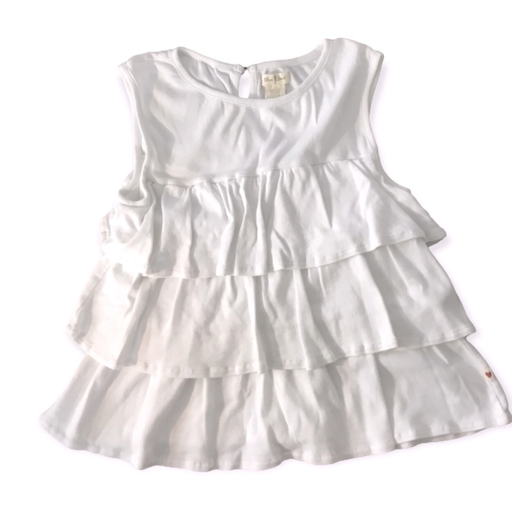 Olive Juice Large Sleeveless White Frill Top